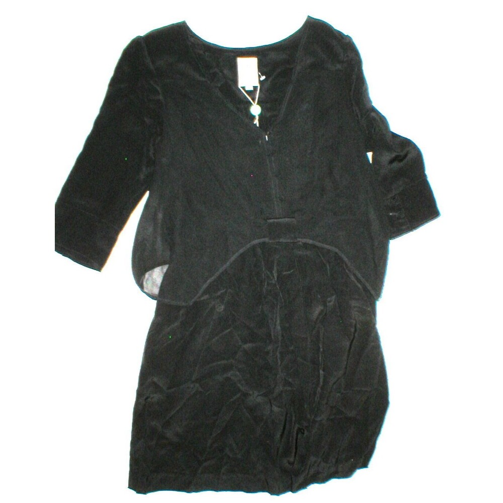 New Womens 2 NWT $772 Designer Dress Gallery Italy Silk Black Buttons France
